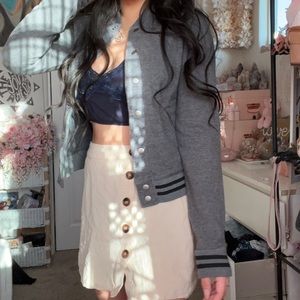 ♡ Charcoal Gray Varsity Bomber Jacket ♡